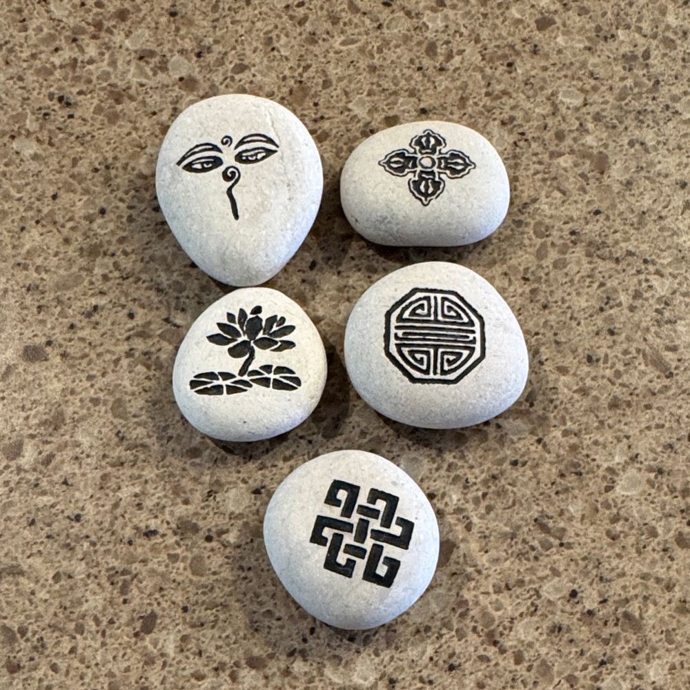 Hand-Painted Symbol River Stones - Set of 6